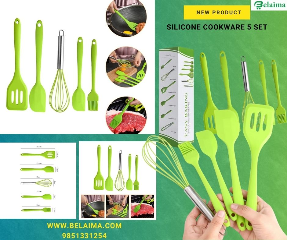 Silicone Cookware Set || 5 Pieces || Heat Resistant Kitchen Tool Set for Non-Sti