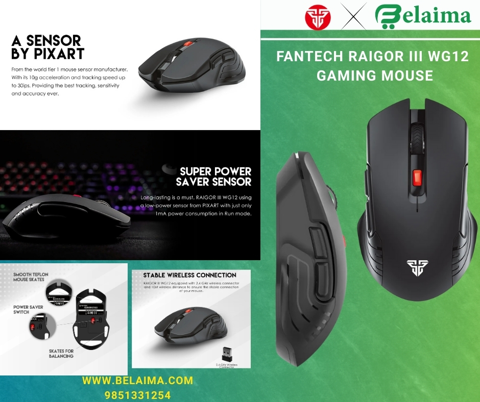 Fantech RAIGOR II WG12 WIRELESS 2.4GHZ PRO-GAMING MOUSE | With USB Nano Receiver